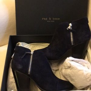 Never Worn Rag & Bone Margot Navy Suede Boot 39.5